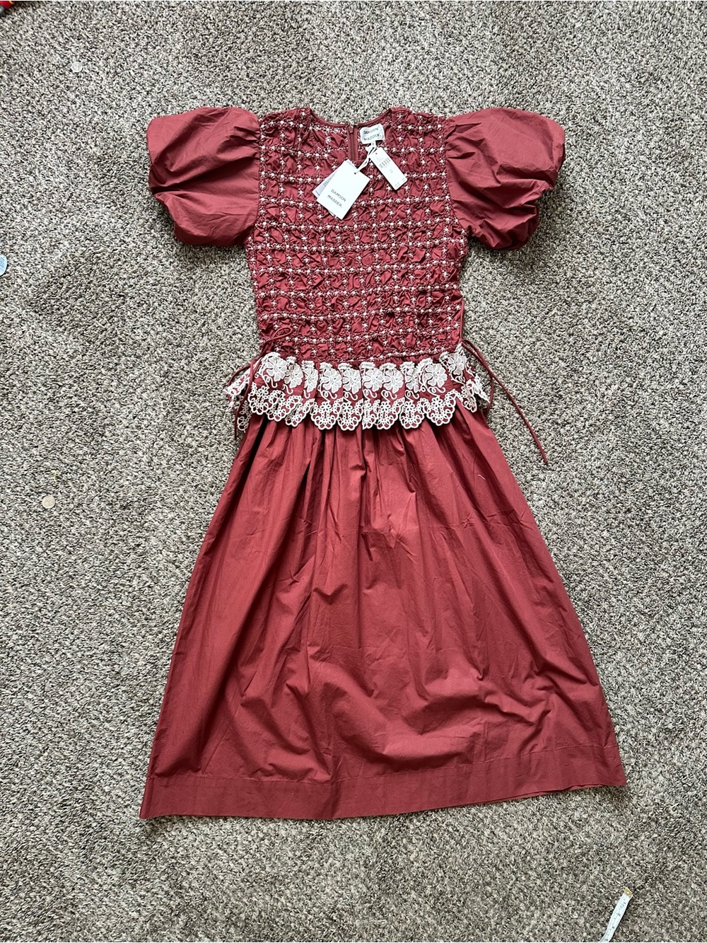 Damson Madder brick red colored Midi DressNWT UK 14/US 10
